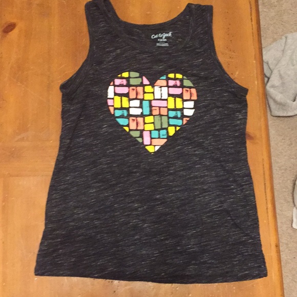 Black marbled gray tank top with heart design